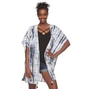 Navy & White Love Fire Tie Dye Kimono